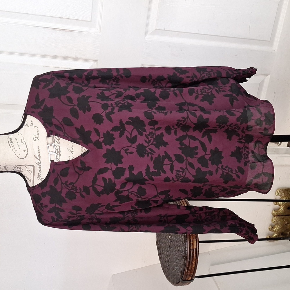 Fortune & Ivy Purple & Black Patterned Top Silver Chainlink Hardware Medium New